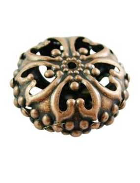 Perle lentille ajouree couleur cuivre antique-23mm