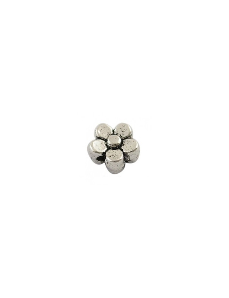 Sachet de 10 petites perles fleur couleur argent tibetain-5mm