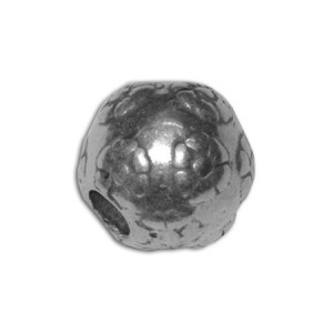 Grosse perle ronde gravures fleurs placage argent-17mm
