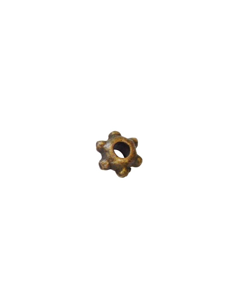 Lot de 10 petites perles picots bronze-5mm