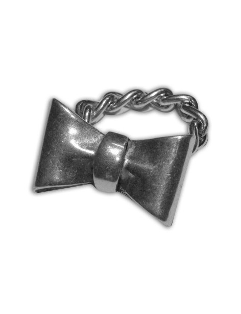 Bague ruban sur chainette placage argent-18mm