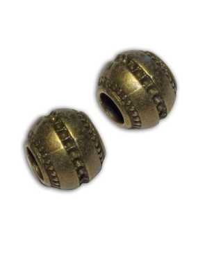 Perle gros trou en metal couleur bronze antique-12.5mm