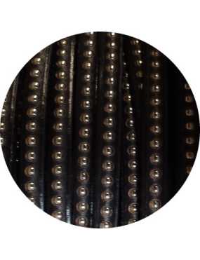 Cordon de cuir plat 6mm noir a billes-vente au cm