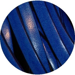 Cordon de cuir plat 5mm bleu jeans vendu au metre