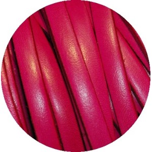 Cordon de cuir plat 5mm rose vif vendu au metre