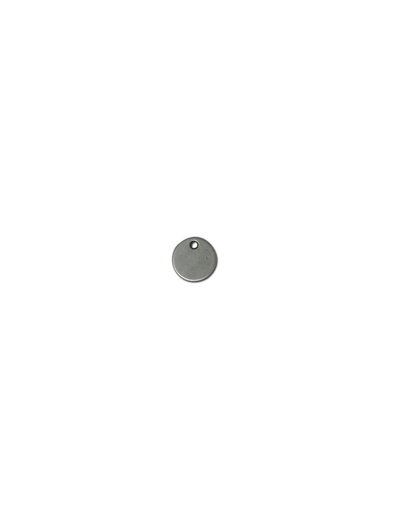 Pampille ou breloque ronde lisse en metal placage argent-9mm