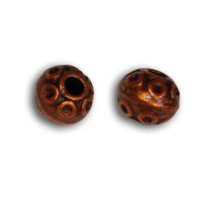 Perle ronde en metal couleur cuivre antique-7mm