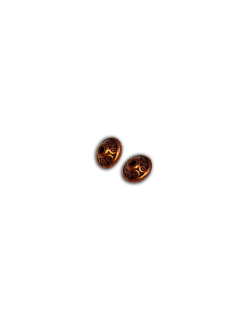 Perle toupie gravee couleur cuivre antique-6.5mm