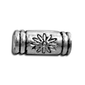 Sachet de 10 Perles tube-10mm en metal couleur argent tibetain