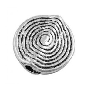 Perle ronde et plate a spirales en metal sans plomb et sans nickel
