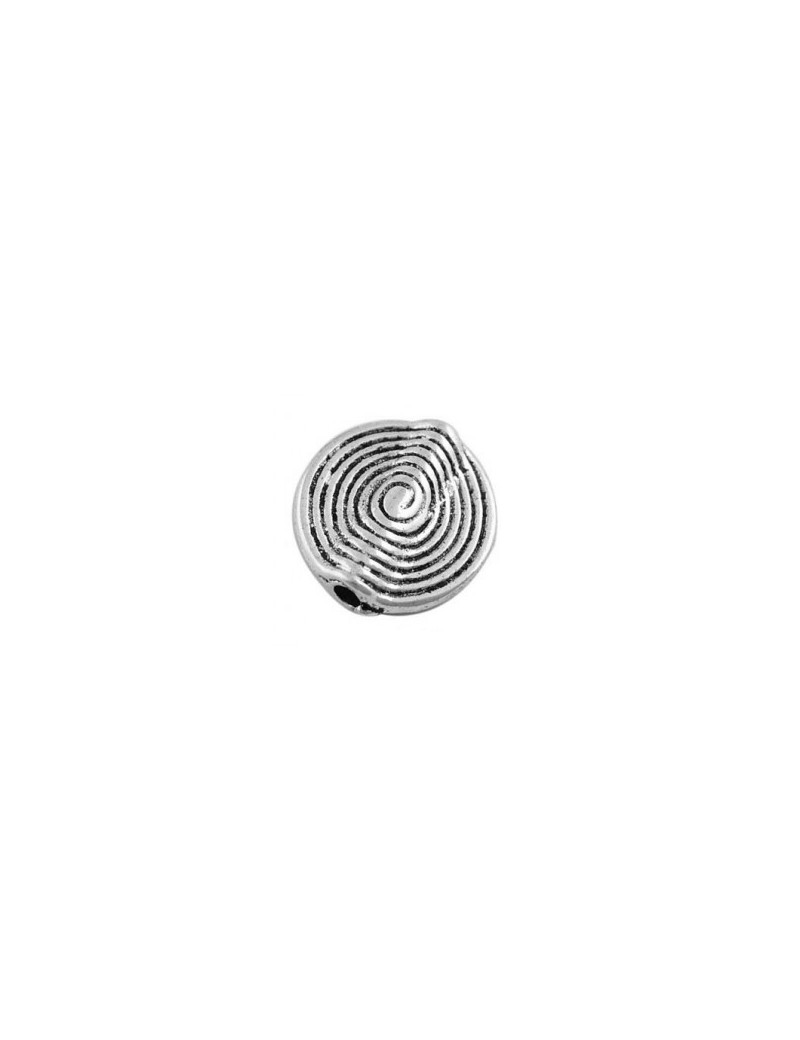 Perle ronde et plate a spirales en metal sans plomb et sans nickel