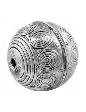 Magnifique perle ronde gravee cercles concentriques-23mm