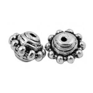 Perle lentille a picots en metal couleur argent tibetain-10mm