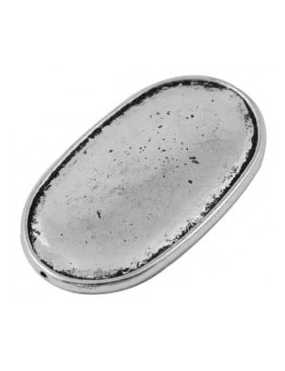 Grande perle plate ovale et lisse couleur argent tibetain-27.5mm