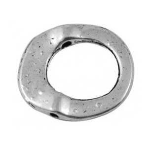 Perle anneau plate a trous excentres sans plomb et sans nickel-17.5mm