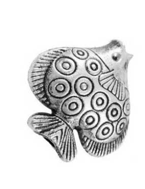 Superbe perle poisson en metal couleur vieil argent
