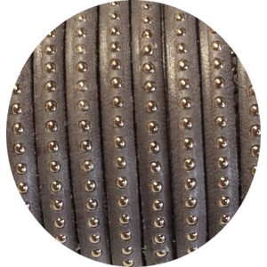 Cordon de cuir plat 6mm gris a billes-vente au cm