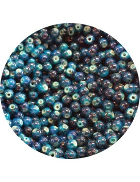 Lot de 50 perles en verre peint premier prix bleu marine-6mm