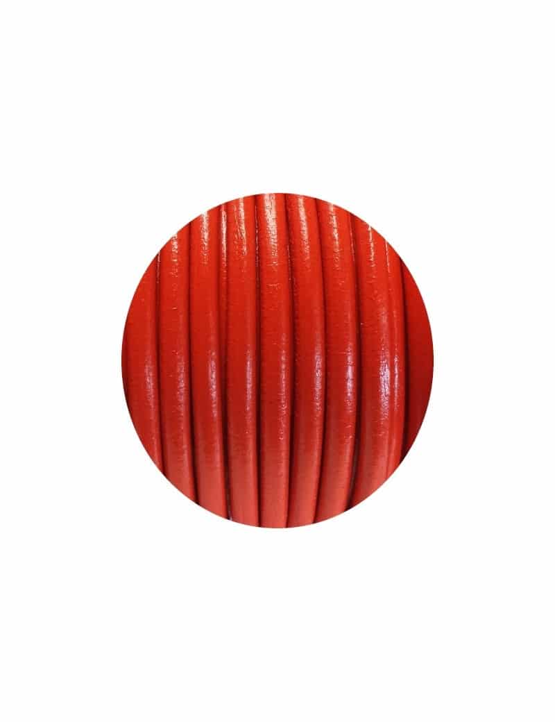 Lacet de cuir rond orange Espagne-5mm