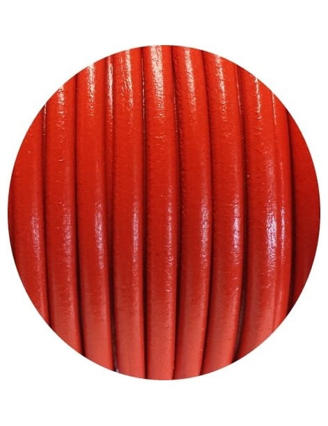 Lacet de cuir rond orange Espagne-5mm