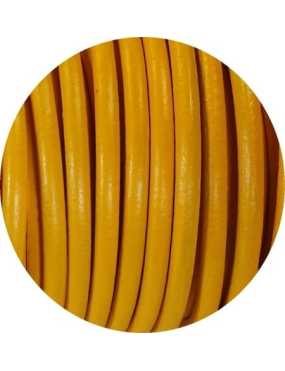 Lacet de cuir rond jaune Espagne-5mm