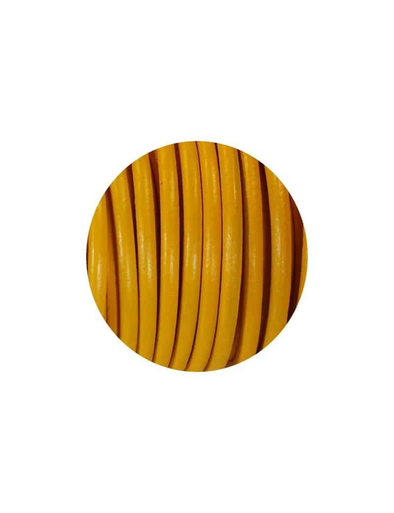 Lacet de cuir rond jaune Espagne-5mm