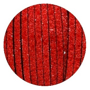 Lacet fantaisie plat 5mm quartz rouge corail-vente au cm