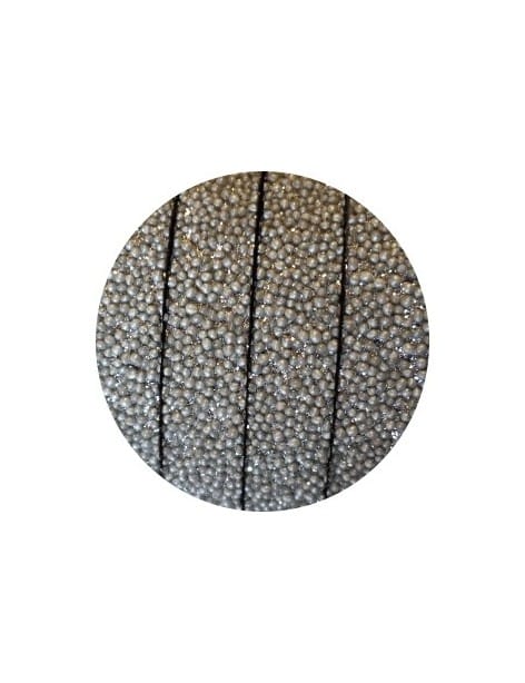 Lacet fantaisie plat 10mm effet caviar gris argenté-vente au cm