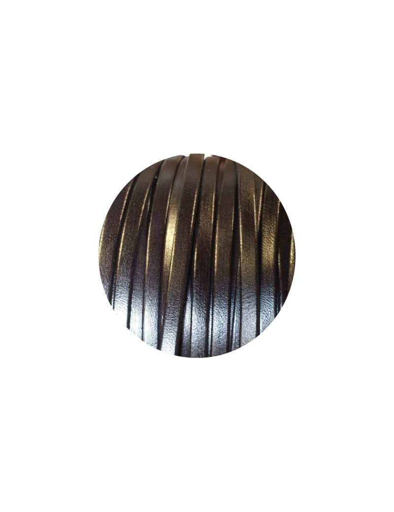 Cordon de cuir plat 6mm x 2mm de couleur noire-vente au cm