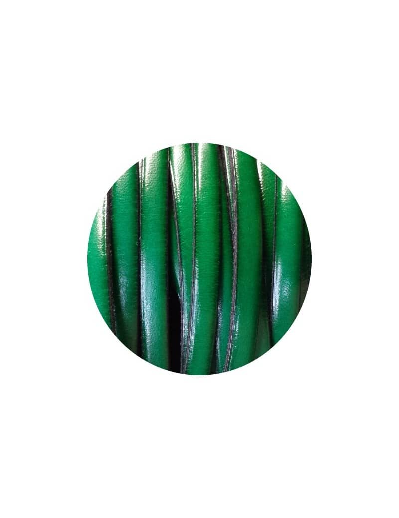 Cordon de cuir plat 5mm couleur vert soutenu-vente au cm