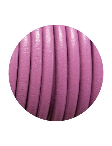 Lacet de cuir rond lilas Espagne-5mm
