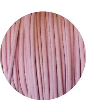 Cordon de cuir rond couleur rose bebe-3mm-Espagne