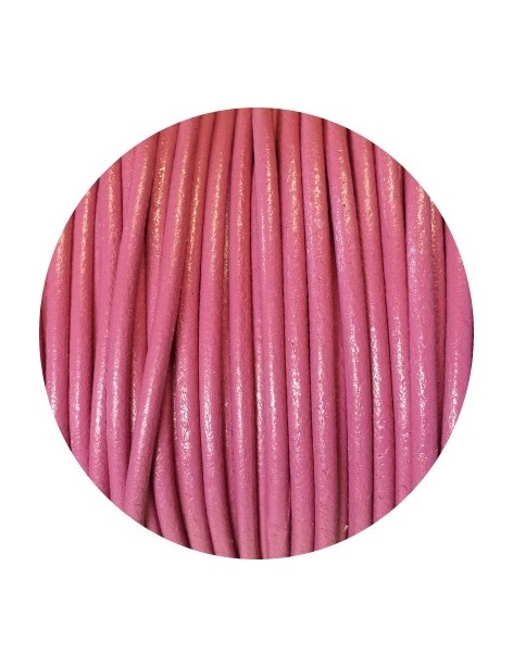 Cordon de cuir rond couleur fuchsia-3mm-Espagne