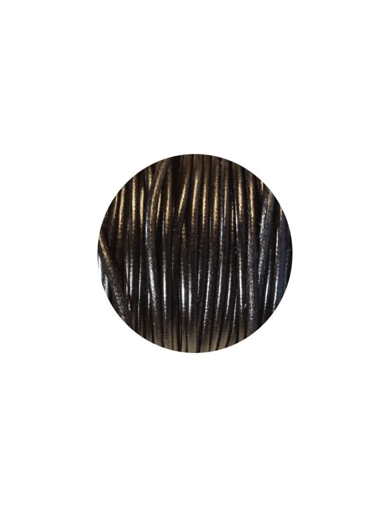 Cordon de cuir rond couleur noir-3mm-Espagne
