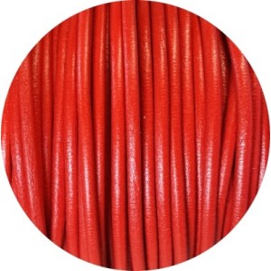 Cordon de cuir rond couleur corail-3mm-Espagne