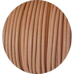 Cordon de cuir rond couleur saumon clair-3mm-Espagne
