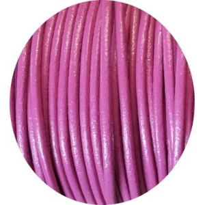 Cordon de cuir rond rose fonce-2mm-Espagne