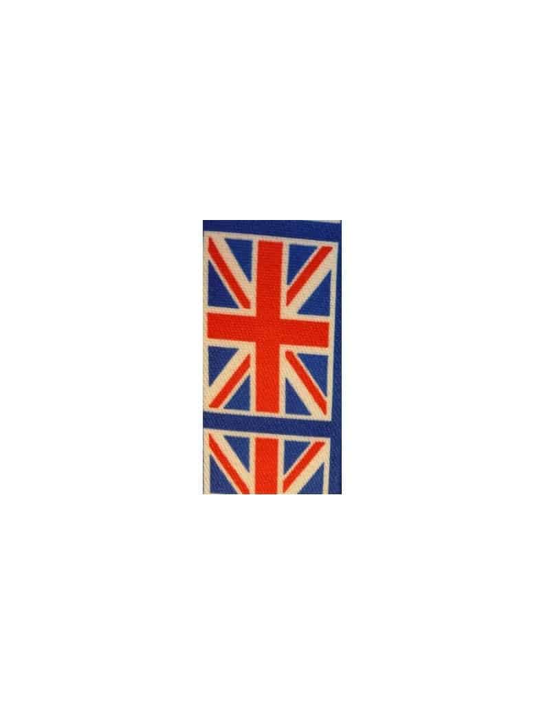 Elastique fantaisie plat 36mm imprime drapeaux UK-vente au cm
