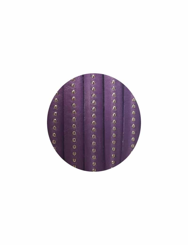 Cordon de cuir plat 10mm violet a billes-vente au cm