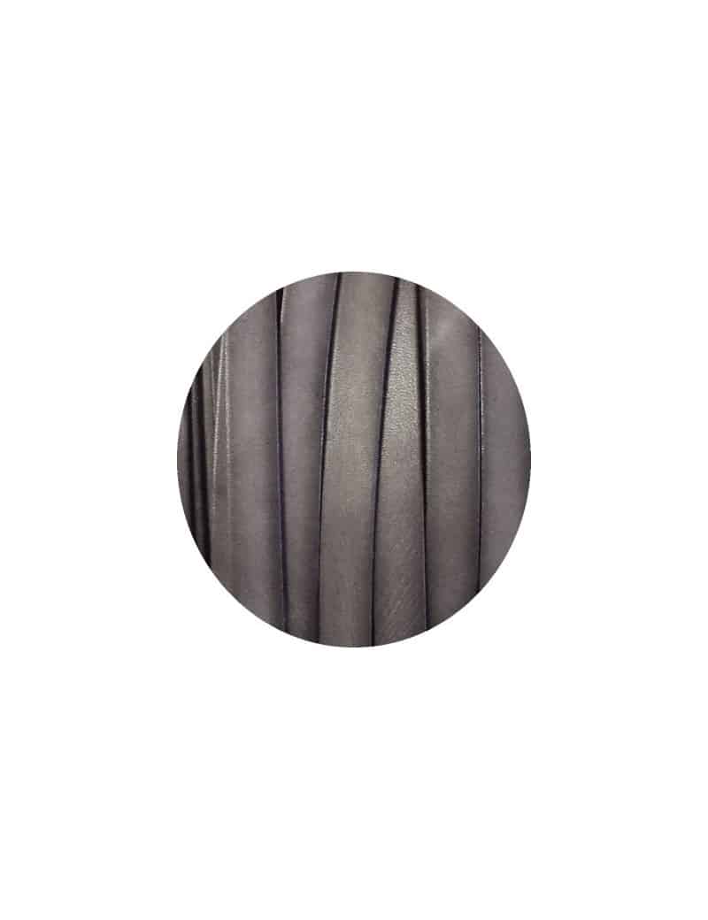 Cordon de cuir plat de 10mm gris vendu au metre