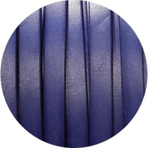 Cordon de cuir plat de 10mm bleu cobalt vendu au metre