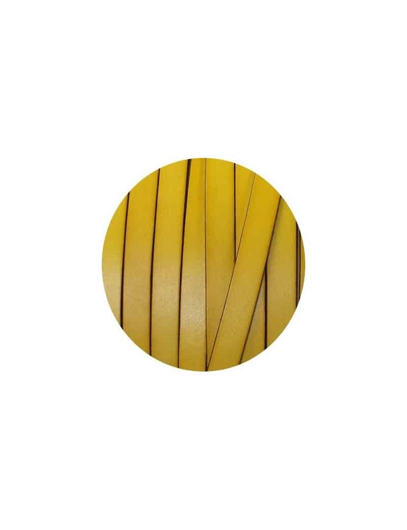 Cordon de cuir plat de 10mm jaune vendu au metre