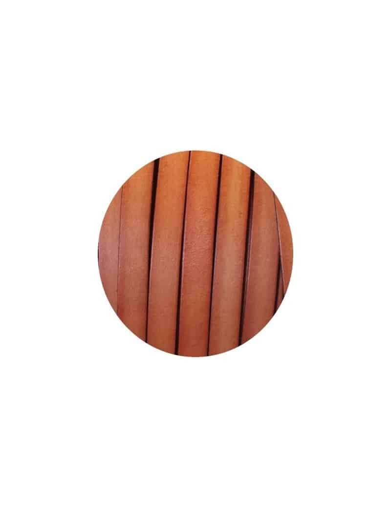 Cordon de cuir plat de 10mm orange brule vendu au metre