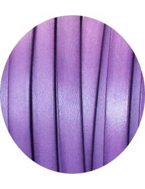 Cordon de cuir plat de 10mm violet leger-vente au cm