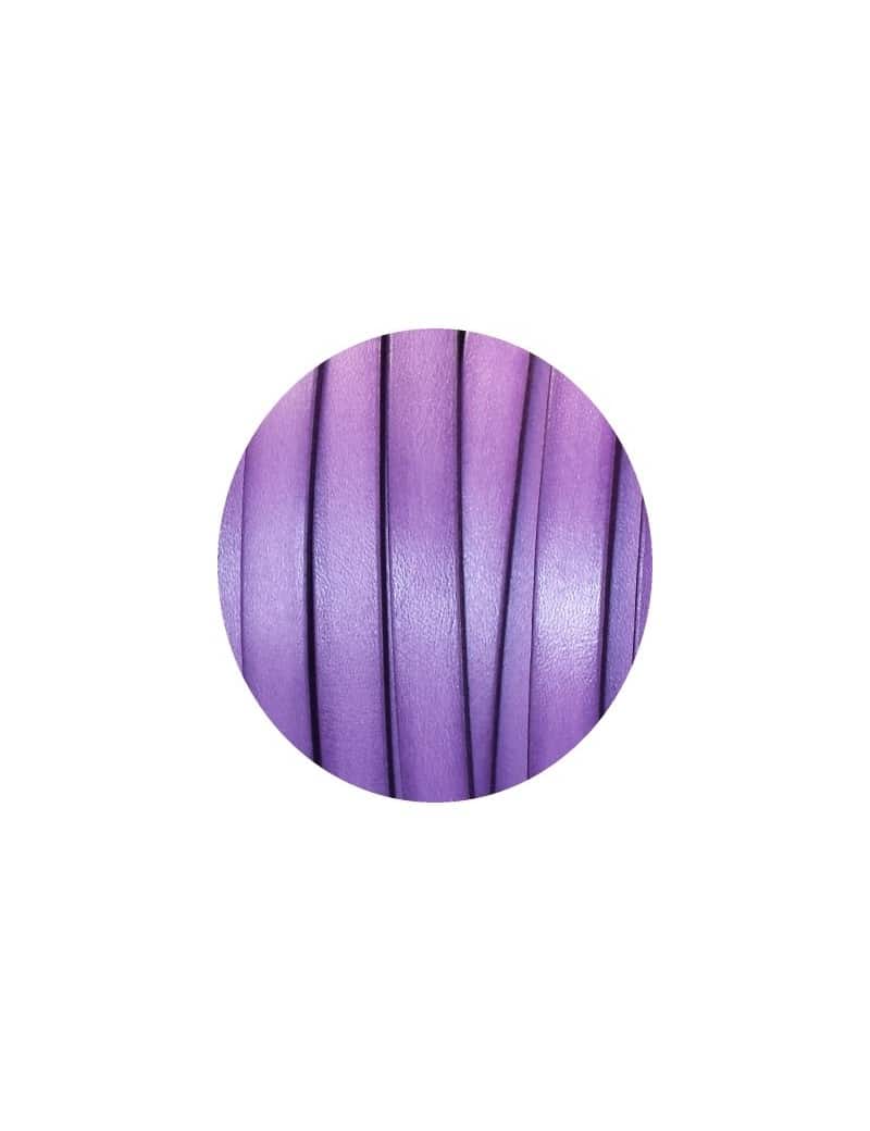 Cordon de cuir plat de 10mm violet leger-vente au cm