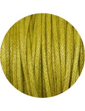 Cordon de coton cire rond vert moutarde-1.5mm