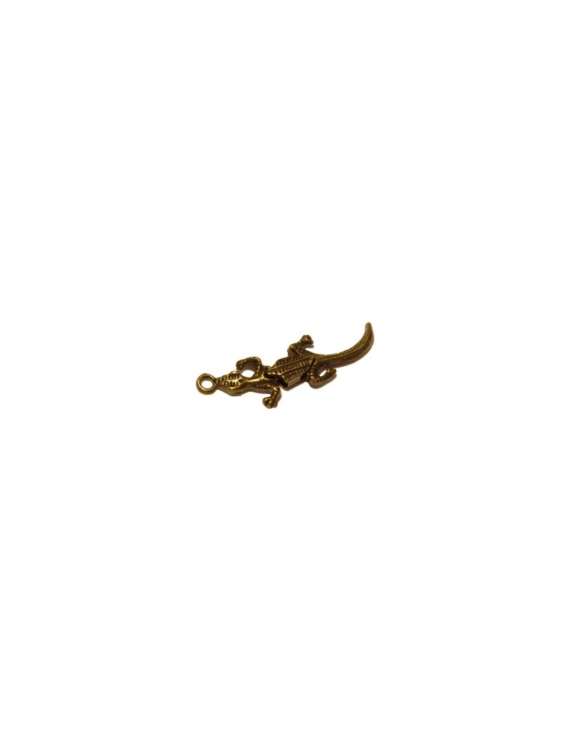 Pampille ou breloque lezard articulee couleur bronze-39mm