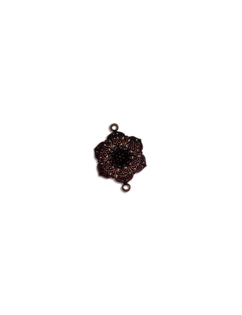 Connecteur fleur a 2 accroches en metal couleur cuivre-41mm