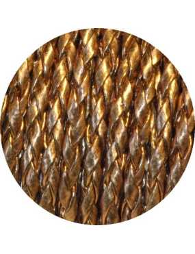 Cordon tresse de 3mm en skai doré foncé vendu au cm