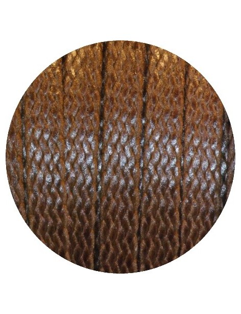 Tresse plate aspect cuir de couleur marron-vente au cm